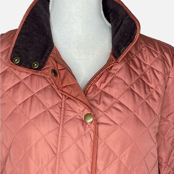 Lands’ End Wm’s Sz XS Rust Quilted Snap Corduroy Collar Chore Field Jacket - Picture 2 of 6